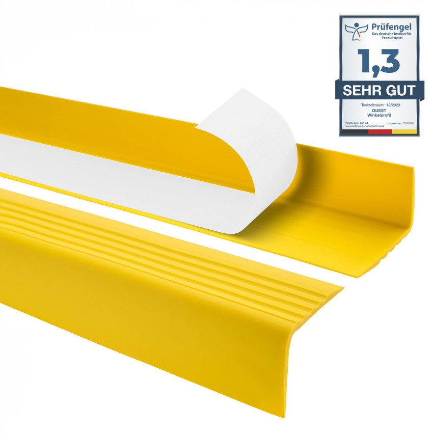 Antiglidprofil för trappor med självhäftande material, 50x42 mm, gul, 