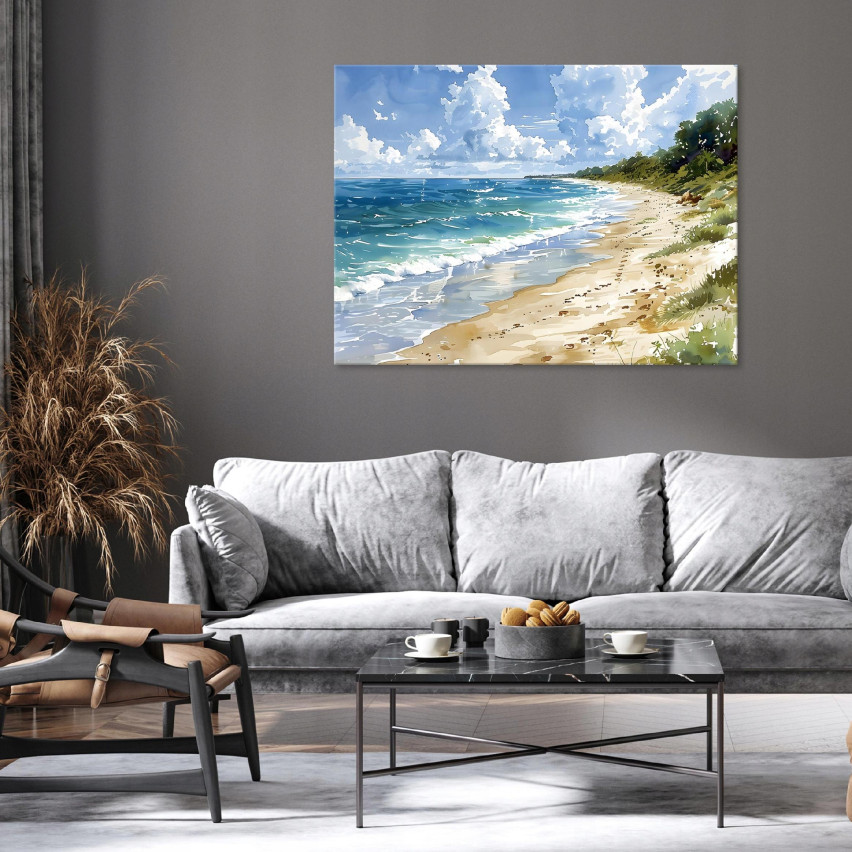 strandmålning hav som målat på duk vägg vardagsrum sovrum sovrum 120x80