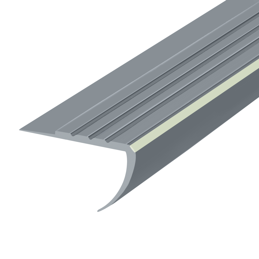 Halkfri trappkantlist PVC 40x40 mm, 150 cm, mörkgrå, trapprofil RDFL