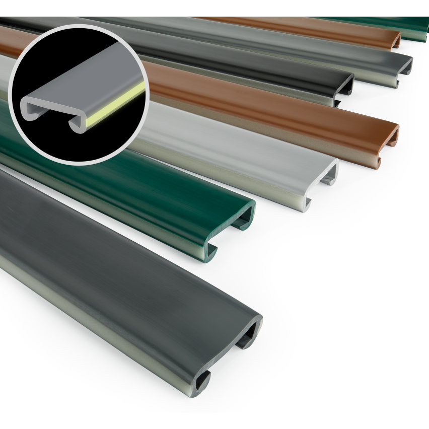 Ledstång trappa PVC FOTO 40x8 mm, fluorescerande handräcke i mjuk, mörkgrå, 1 m