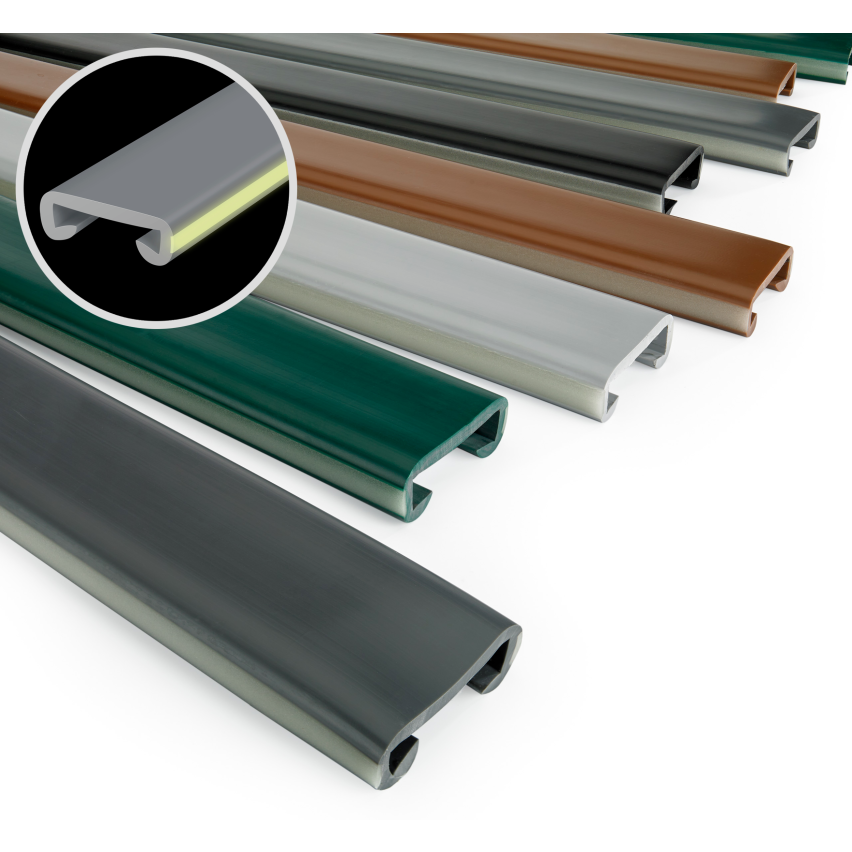 Ledstång trappa PVC FOTO 40x8 mm, fluorescerande handräcke i mjuk, grå, 1 m