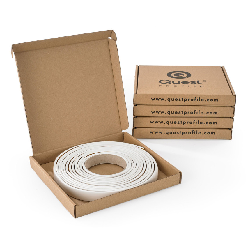 Möbellist, list c PVC , elastisk kantbandning med självhäftande tejp, vit, 5 m