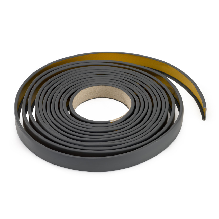 Möbellist, list c PVC , elastisk kantbandning med självhäftande tejp, mörkgrå, 5 m