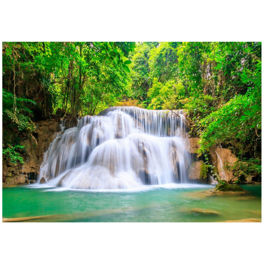 väggmålning vattenfall i en skog 3D-tapet för vardagsrum väggmålning 400x280