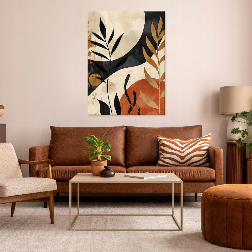 BOHO LEAF IMAGE MODERN MODERN PÅ KAKEL TILL SÄLLSKAPSRUM 40x30