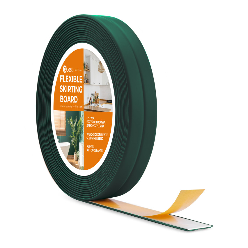 Monteringslist PVC självhäftande 10x10 mm på skumtejp, grön, 5 m