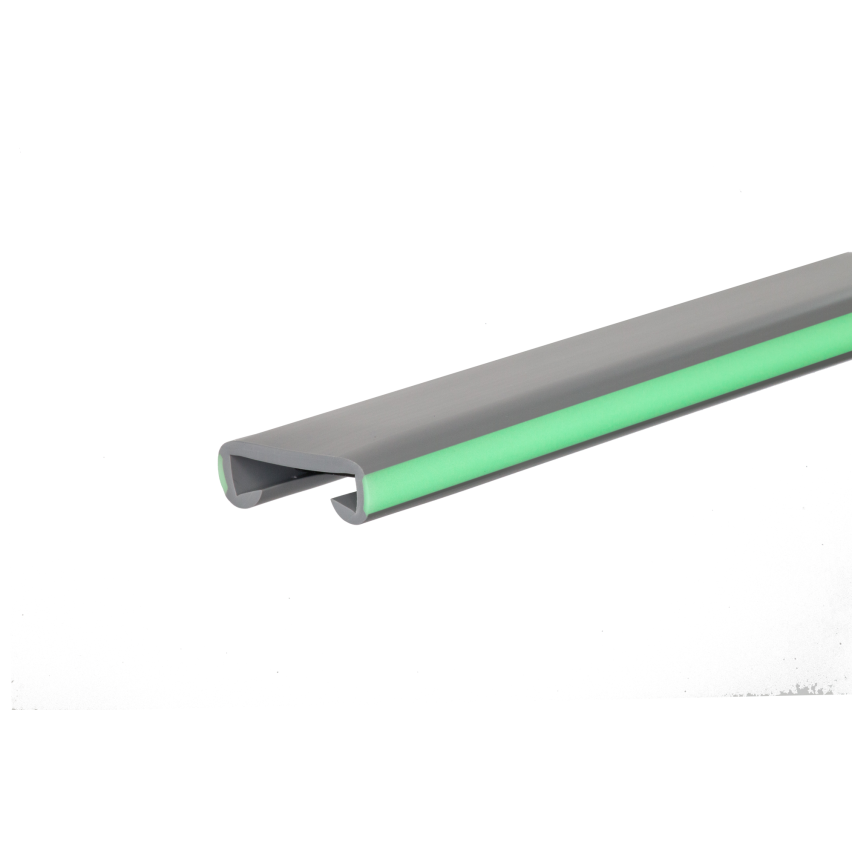 Ledstång trappa PVC FOTO 40x8 mm, fluorescerande handräcke i mjuk, grå, 1 m