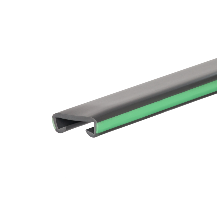 Ledstång trappa PVC FOTO 40x8 mm, fluorescerande handräcke i mjuk, mörkgrå, 1 m