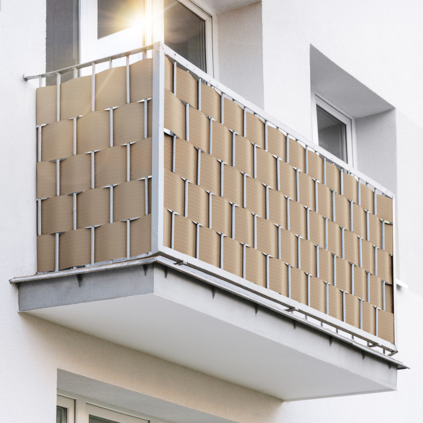 Insynsskydd PVC för trädgården och balkongen beige UV-beständig, 900 g/m2