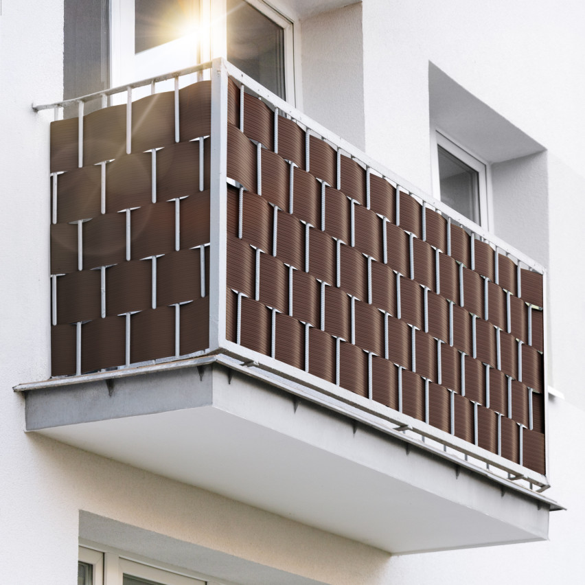 Insynsskydd PVC för trädgården och balkongen  UV-beständig, 900 g/m2, brun