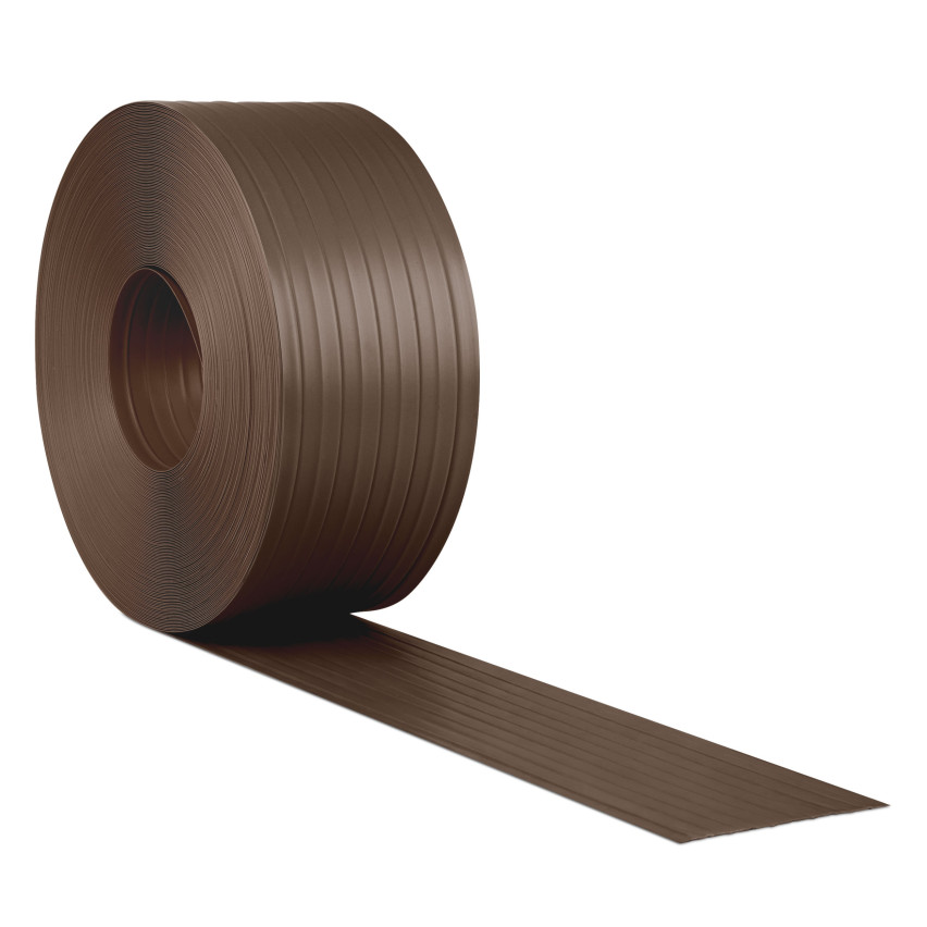 PVC-staketband 10 cm, smal list för premium panelstaket, 900 g/m2, brun RAL 8017