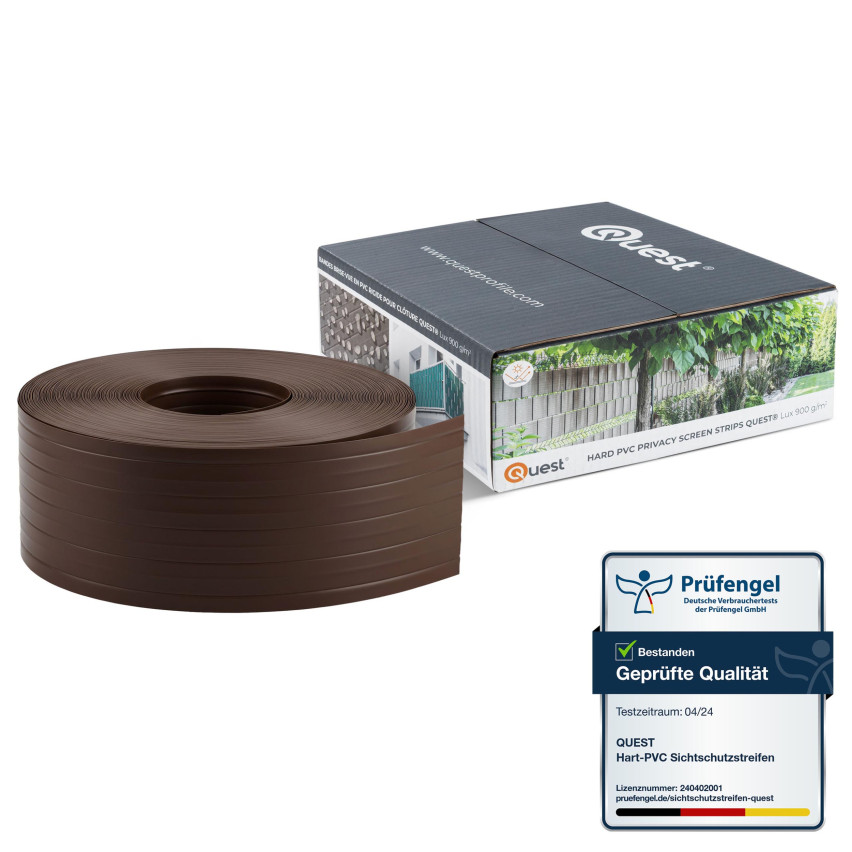 PVC-staketband 10 cm, smal list för premium panelstaket, 900 g/m2, brun RAL 8017