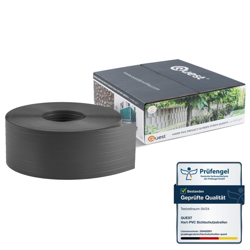 PVC-staketband 10 cm, smal list för premium panelstaket, 900 g/m2, antracit RAL 7016