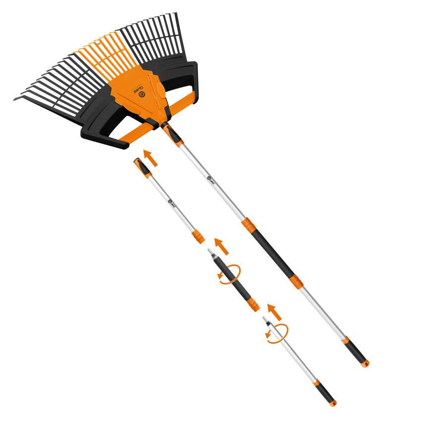 Teleskopisk trädgårdskratta för löv och gräs – 3i1 – QUEST trädgårdssystem