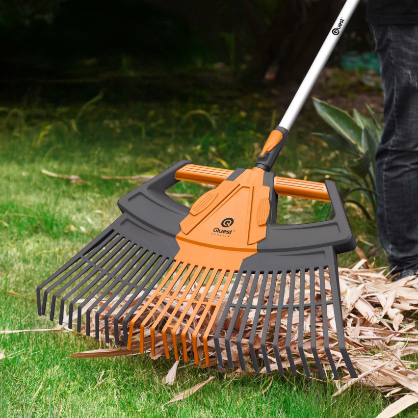 Teleskopisk trädgårdskratta för löv och gräs – 3i1 – QUEST trädgårdssystem