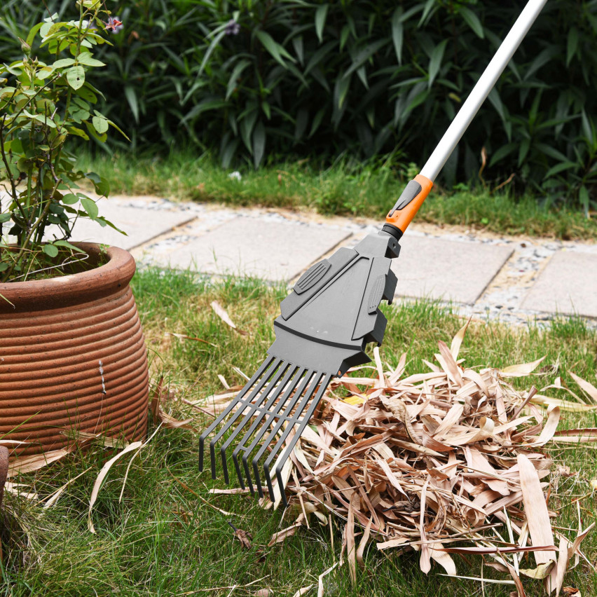 Teleskopisk trädgårdskratta för löv och gräs – 3i1 – QUEST trädgårdssystem