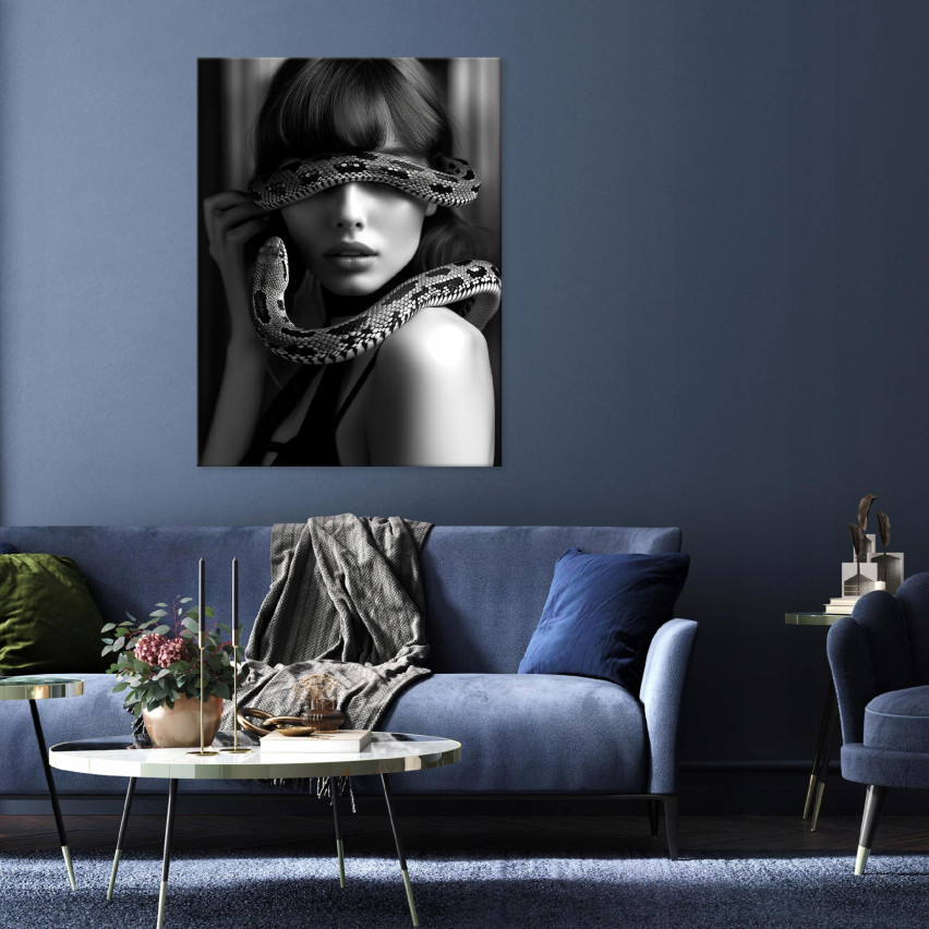 svartvit väggpanel målning kvinna orm för vardagsrum sovrum 100x70