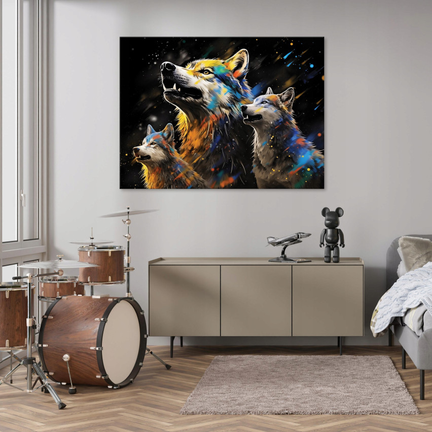 ABSTRACT WOLF WALL MURDER ABSTRACT svart för sovrummet vardagsrummet 120x80