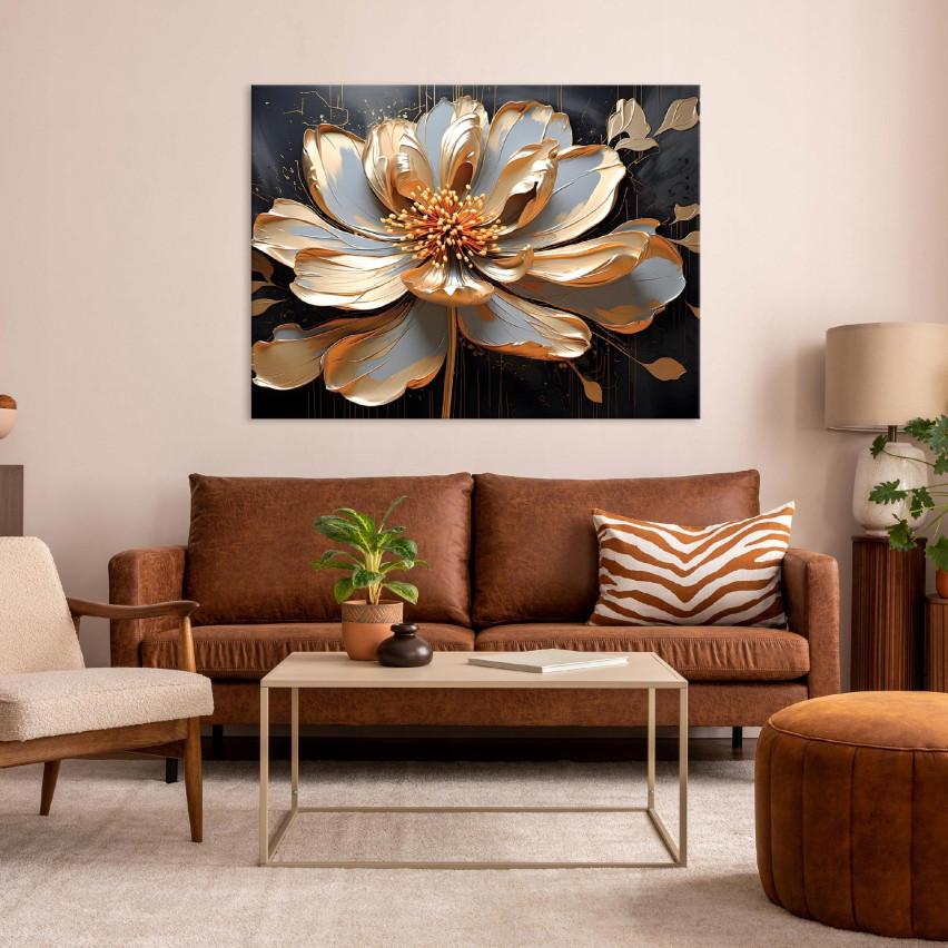 ABSTRAKT 3D BLOMMIG LILJA på canvas för sovrummet Lounge 60x40