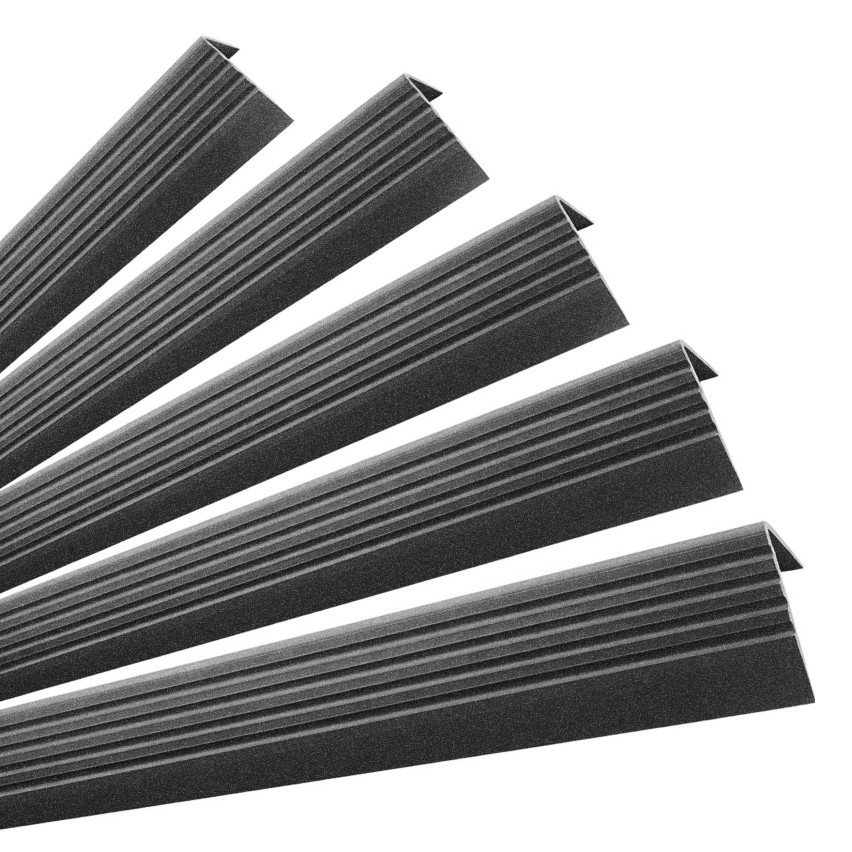 Set: Rutschfritt trappprofil med lim, svart-silver, 50x42 mm, 100 cm