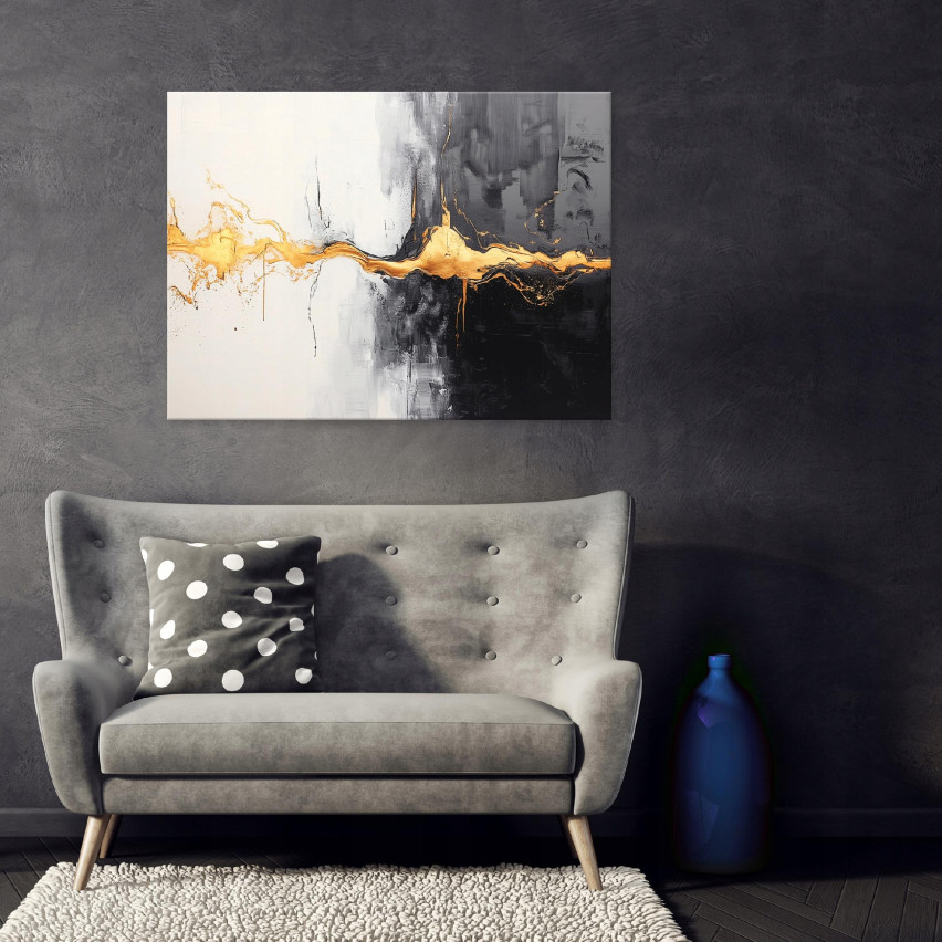 SOVRUM BILD FÖR SÄLLSKAPSRUMMET KÖK GULD ABSTRAKT PÅ Väggplatta 120x80