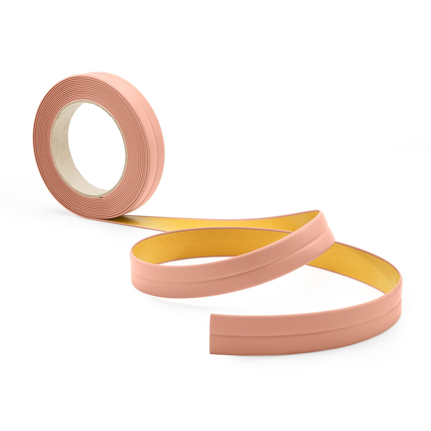 Monteringslist PVC självhäftande 10x10 mm på skumtejp, ljusbrun, 5 m