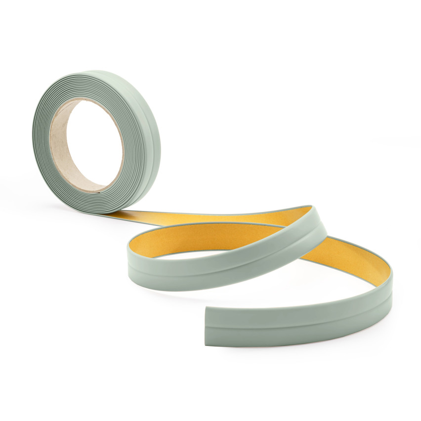 Monteringslist PVC självhäftande 10x10 mm på skumtejp, ljusgrön, 5 m