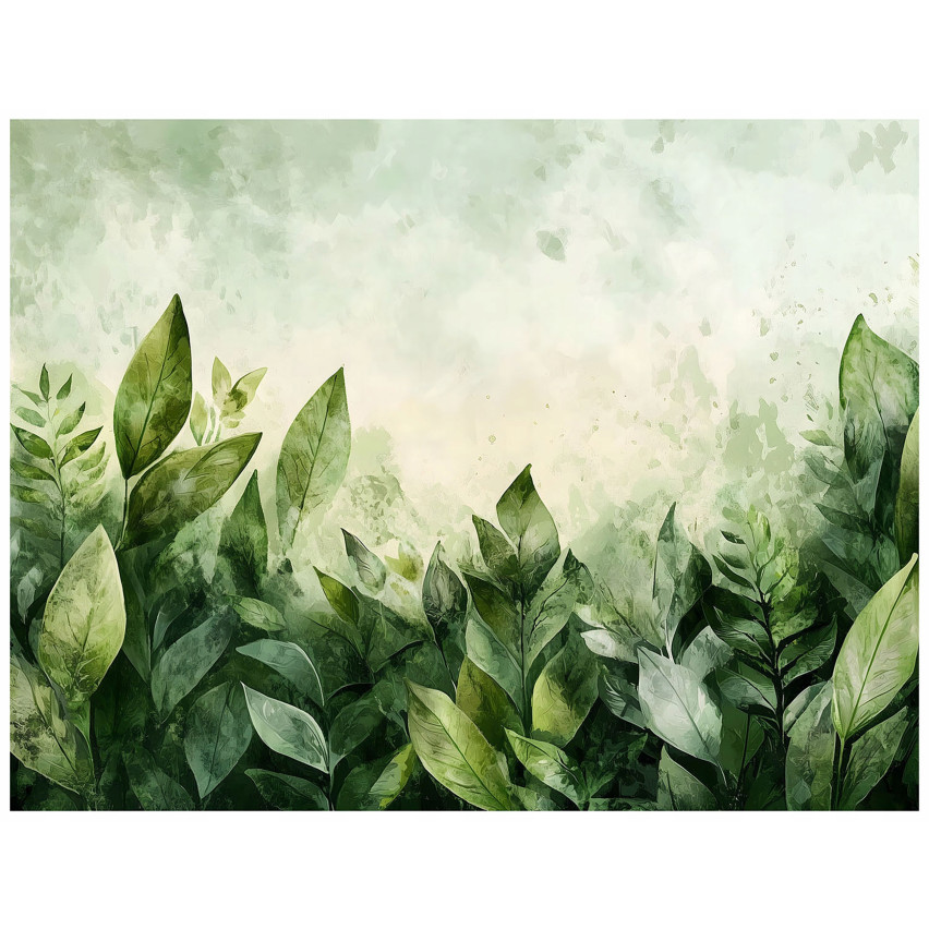 400x280 15398 foto tapet gröna blad natur betong för vardagsrum tapet