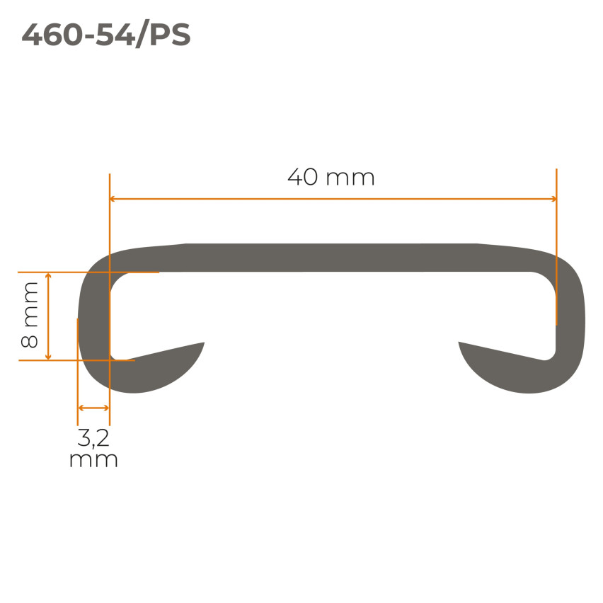 Ledstång trappa PVC STANDARD 40x8 mm, mörkgrå, handräcke i mjuk