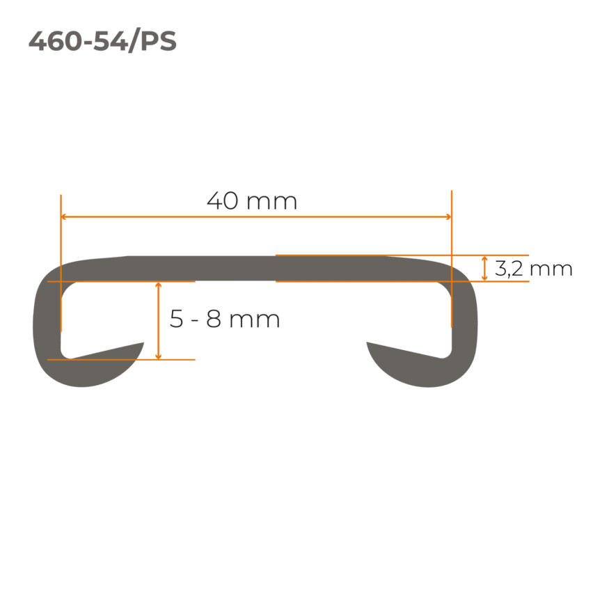 Ledstång trappa PVC STANDARD 40x8x3,2 mm, handräcke i mjuk, silver