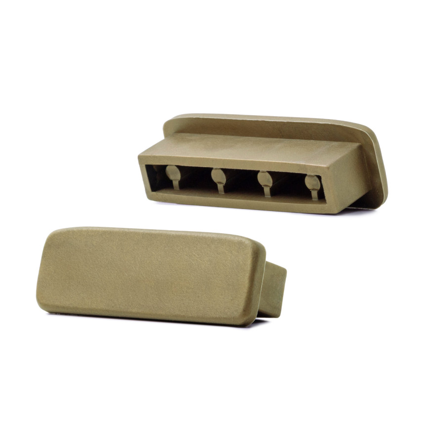 Avslutning för PVC-räckesstolpe, gavel för räckesprofil STANDARD, 40x8, mässing