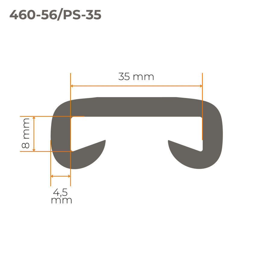 Ledstång trappa PVC PREMIUM 35x8 mm, handräcke i mjuk, mörkgrå, 1 m