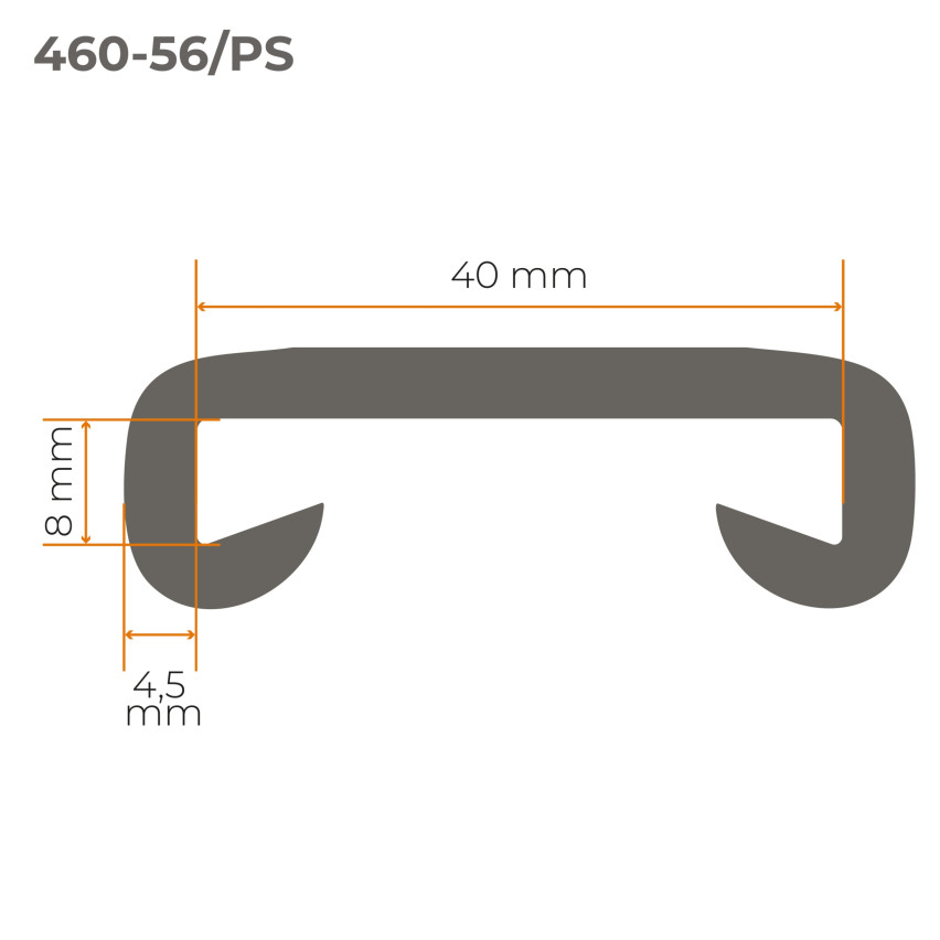 Ledstång trappa PVC PREMIUM 40x8 mm, 1 m, Tegelsten, handräcke i mjuk