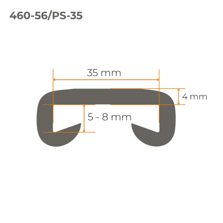 Ledstång trappa PVC PREMIUM 35x8 mm, handräcke i mjuk, mörkgrå, 1 m