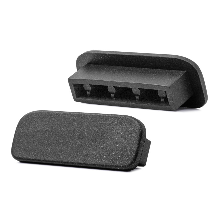 Avslutning för PVC-räckesstolpe, gavel för PREMIUM räckesprofil, 40x8, svart-silver