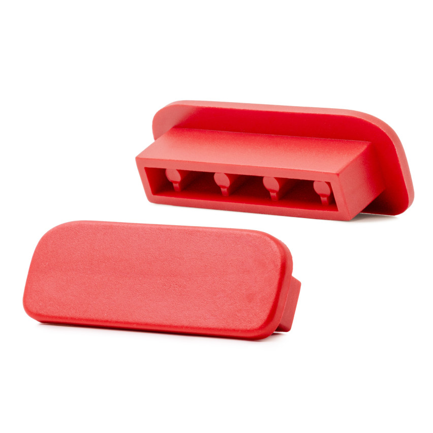 Avslutning för PVC-räckesstolpe, gavel för PREMIUM räckesprofil, 40x8, röd