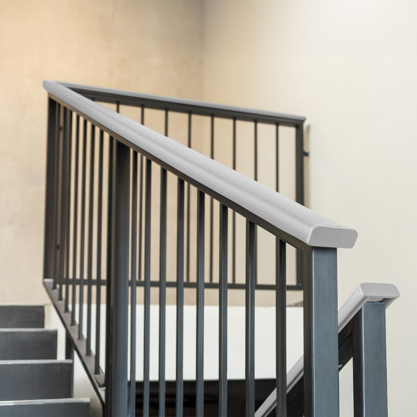 Ledstång trappa PVC PREMIUM 40x8 mm, handräcke i mjuk, silver