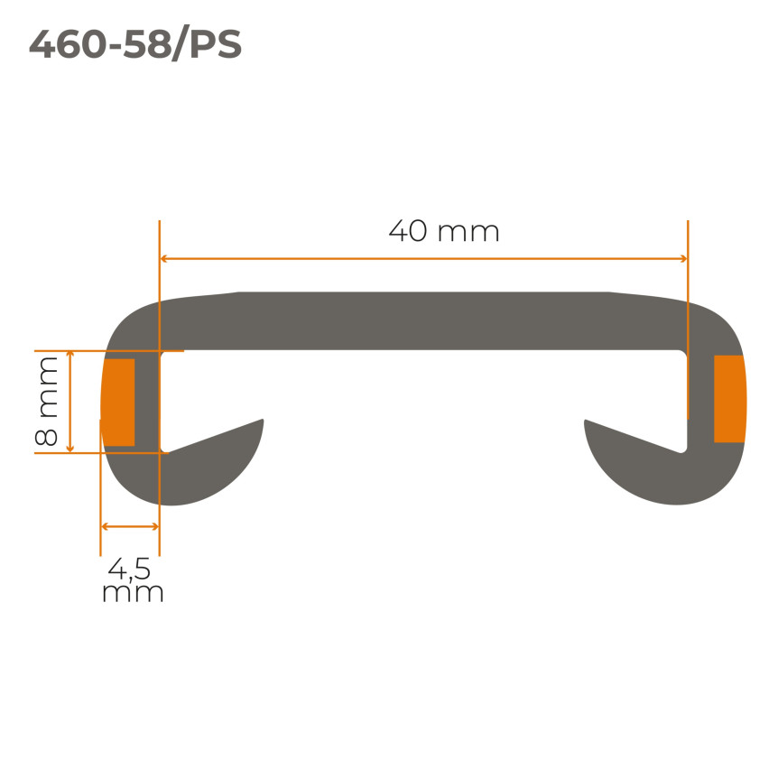 Ledstång trappa PVC LUX  40x8 mm, handräcke i mjuk, svart, 1 m