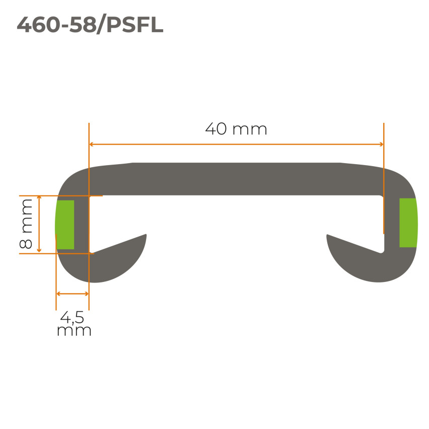 Ledstång trappa PVC FOTO 40x8 mm, fluorescerande handräcke i mjuk, mörkgrå, 1 m
