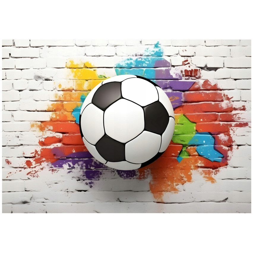 Fotboll 3D GRAFFITI fototapet för pojkar ungdoms tapeter 150x105