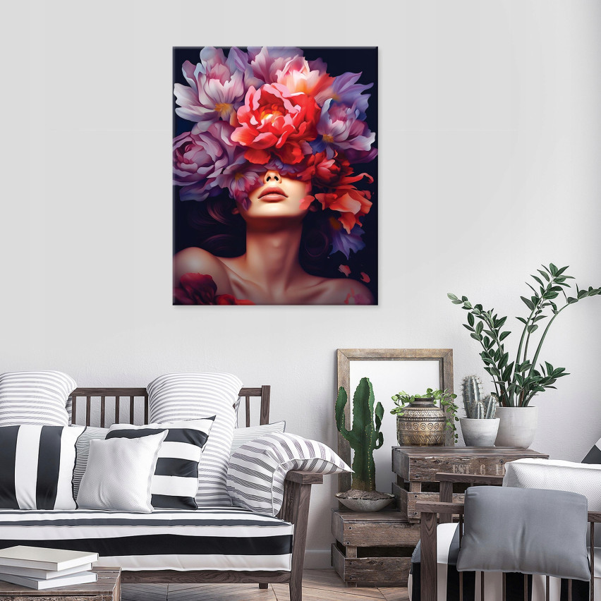 Bild KVINNA BLOMMOR ABSTRAKT Sovrum 100x70