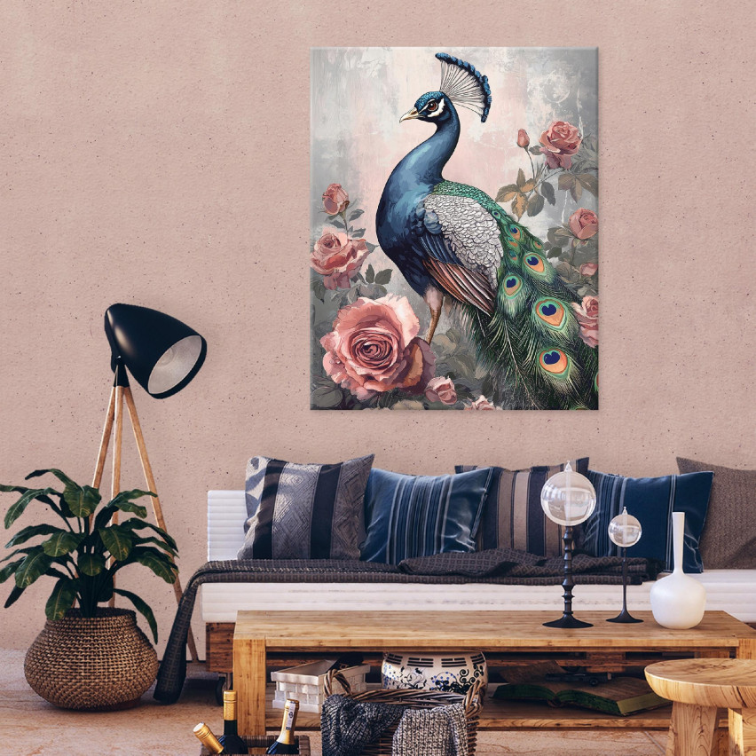 målning för vardagsrum sovrum kök trana natur fåglar på canvas vägg 100x70