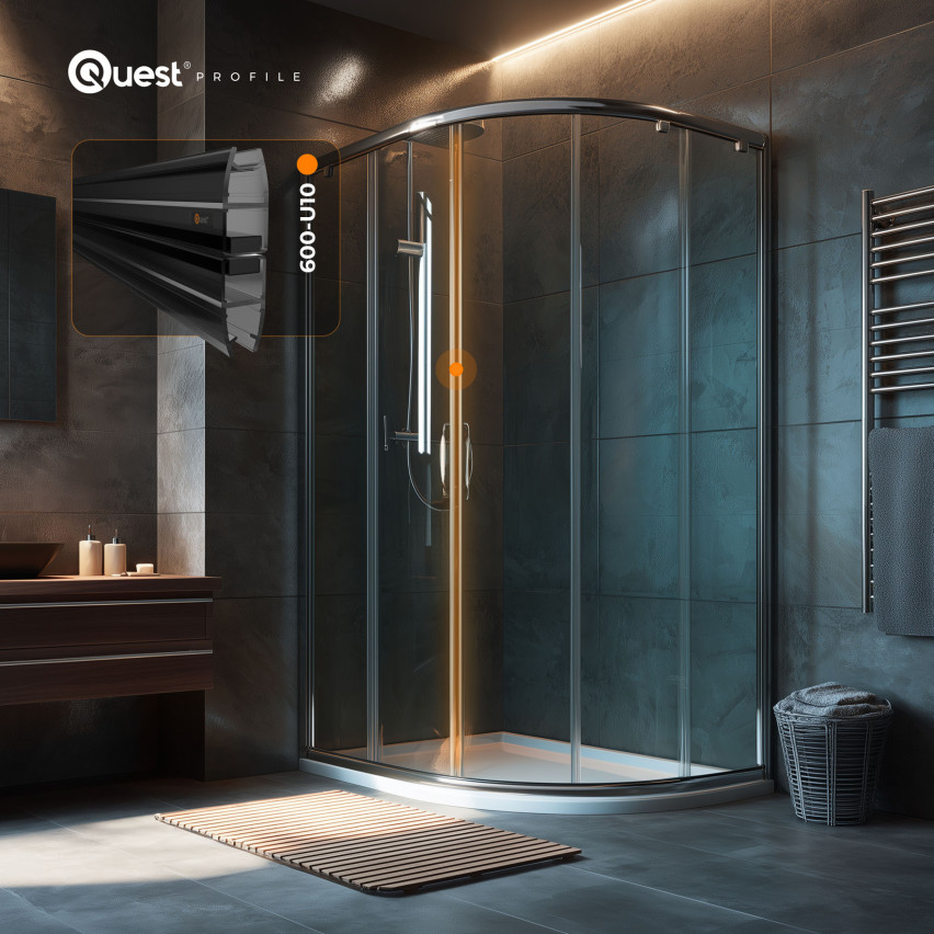 Magnetisk duschtätning rak 200 cm svart, 2 st