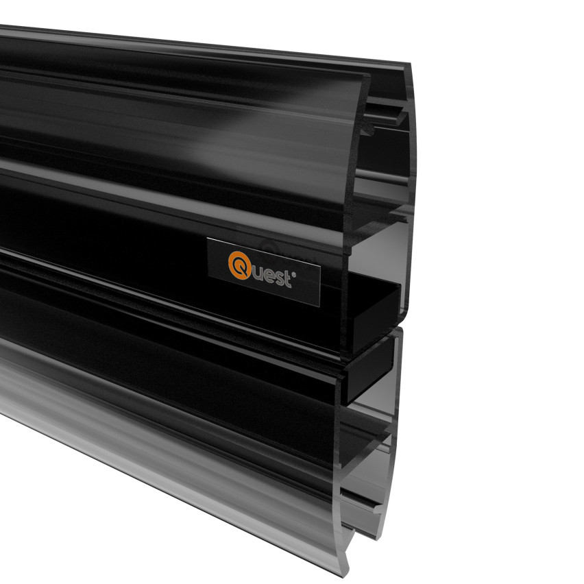 Magnetisk duschtätning rak 200 cm svart, 2 st