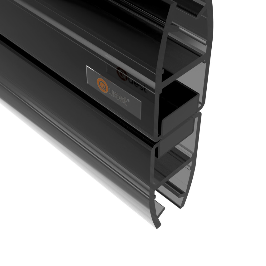 Magnetisk duschtätning rak 200 cm svart, 2 st