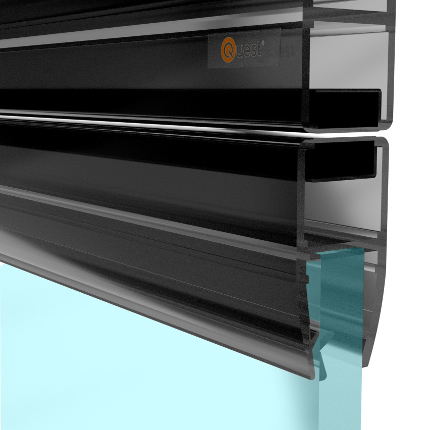 Magnetisk duschtätning rak 200 cm svart, 2 st