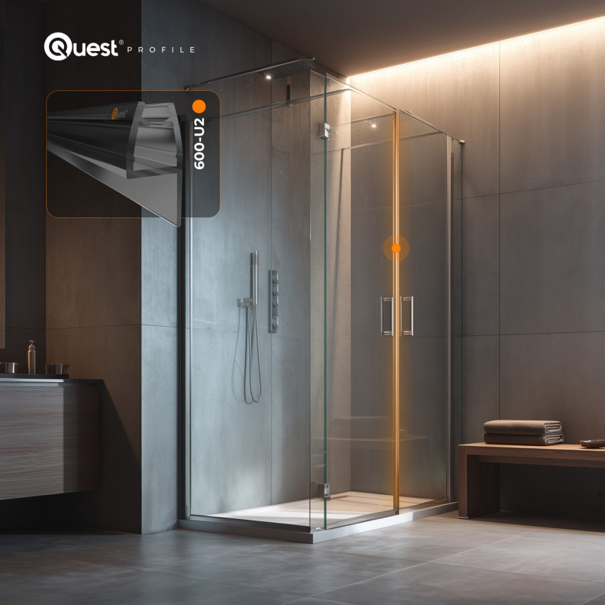 Tätning för sidodusch 200 cm svart, 2 st