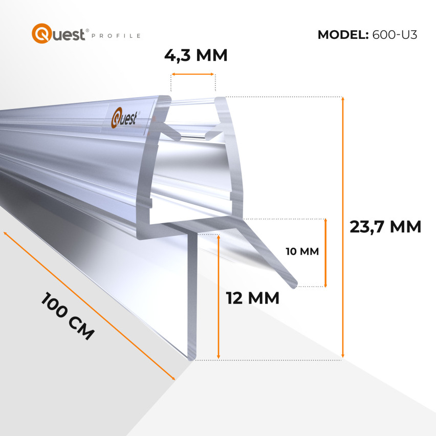 Duschbotten tätning 100 cm klar, 2 st