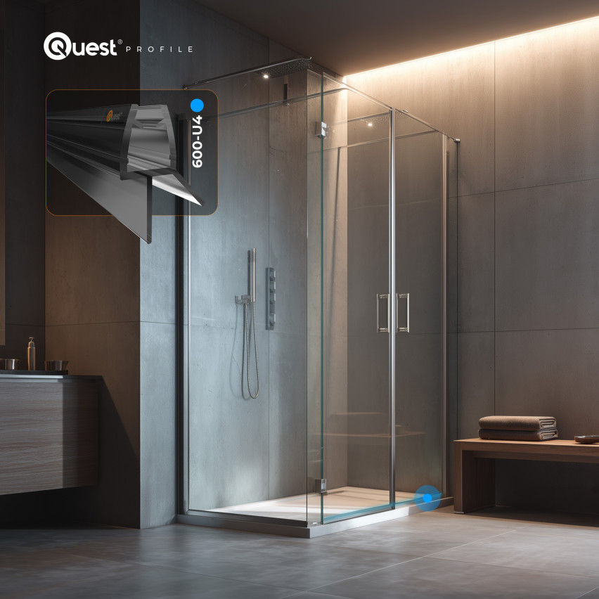 Duschbotten tätning 100 cm svart, 2 st