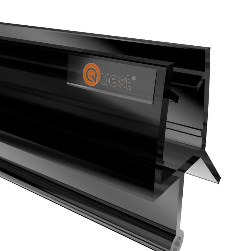 Duschbottenförsegling 100 cm svart, rund, med rundad tunnel, 2 st